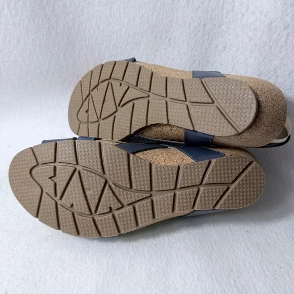 Earth Origins Kendra Khloe Sapphire Blue Leather Wedge Sandals Womens 11M New - Picture 12 of 12